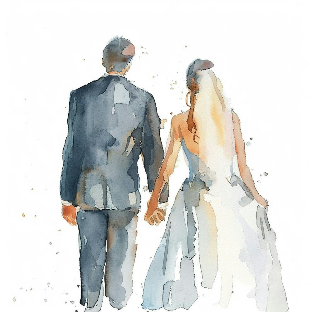 Watercolor Bride And Groom Holding Hands 1718370331 3