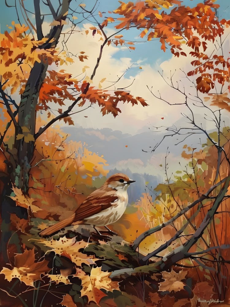 Fall Autumn Bird Forest