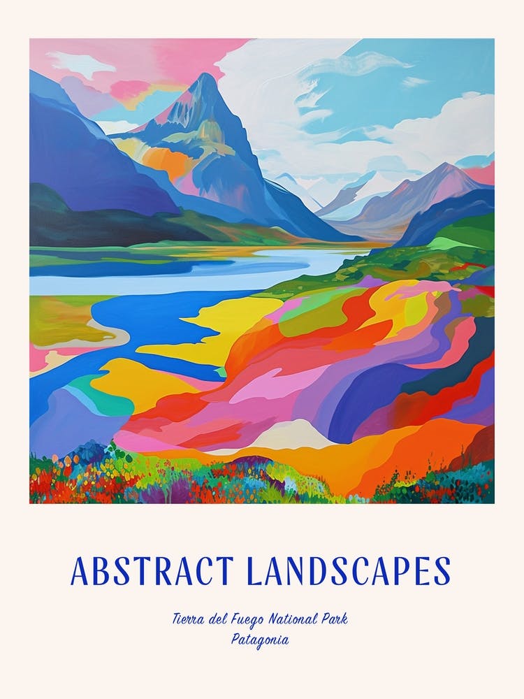 Colourful Abstract Tierra Del Fuego National Park Patagonia 4 Poster Blue