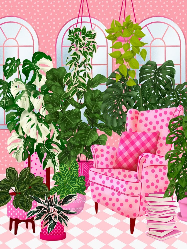 Pink Room With Plants 3