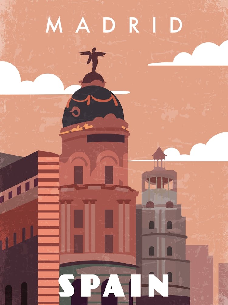 Madrid, Spain — Retro travel minimalist poster