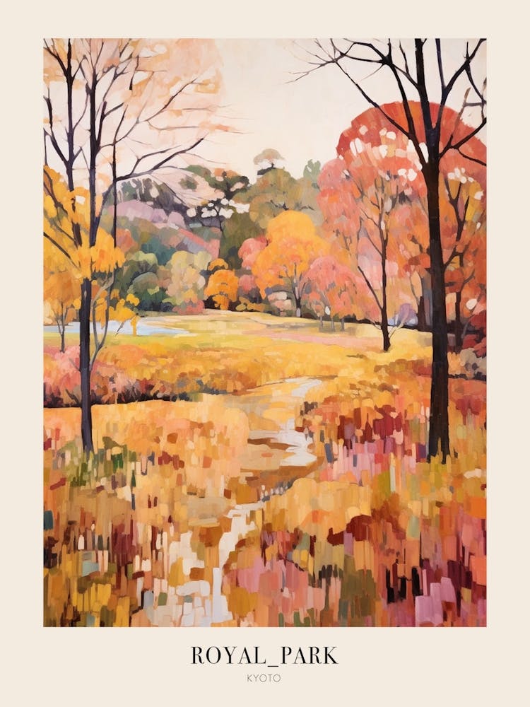 Autumn City Park Painting Royal Park Kyoto Japan 3 Poster