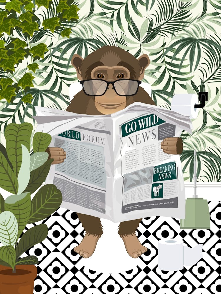 Monkey On Toilet Bathroom