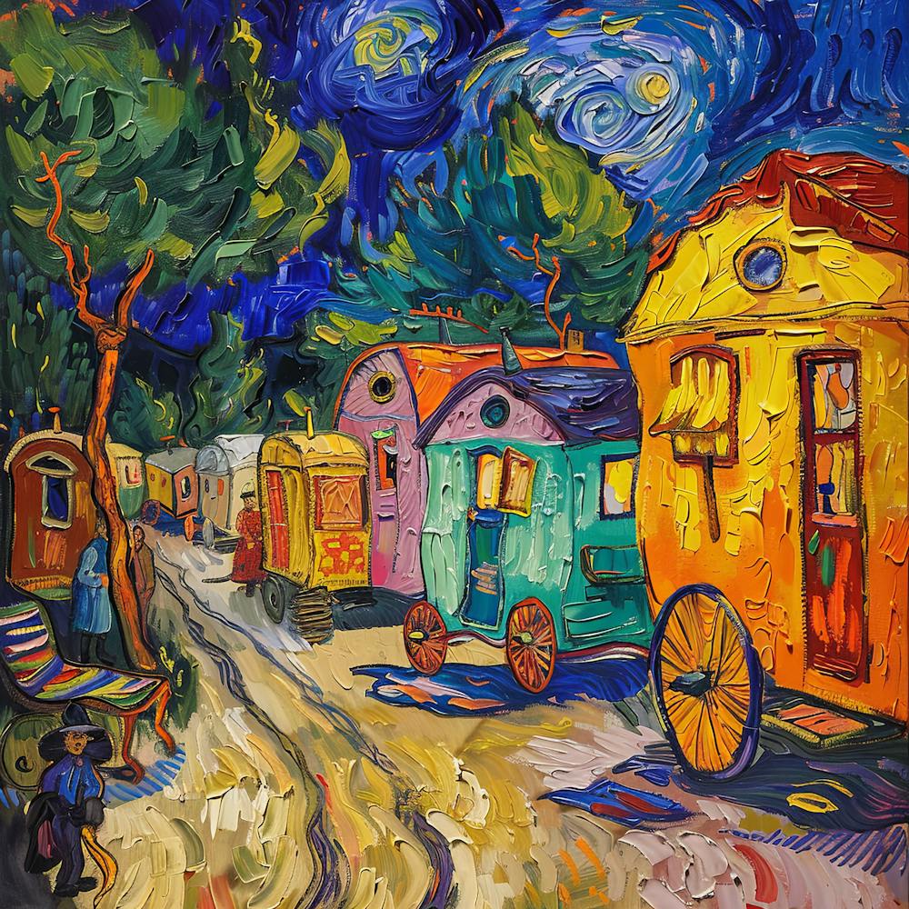 Van Gogh Style. Gypsy Caravans at Arles Series 2