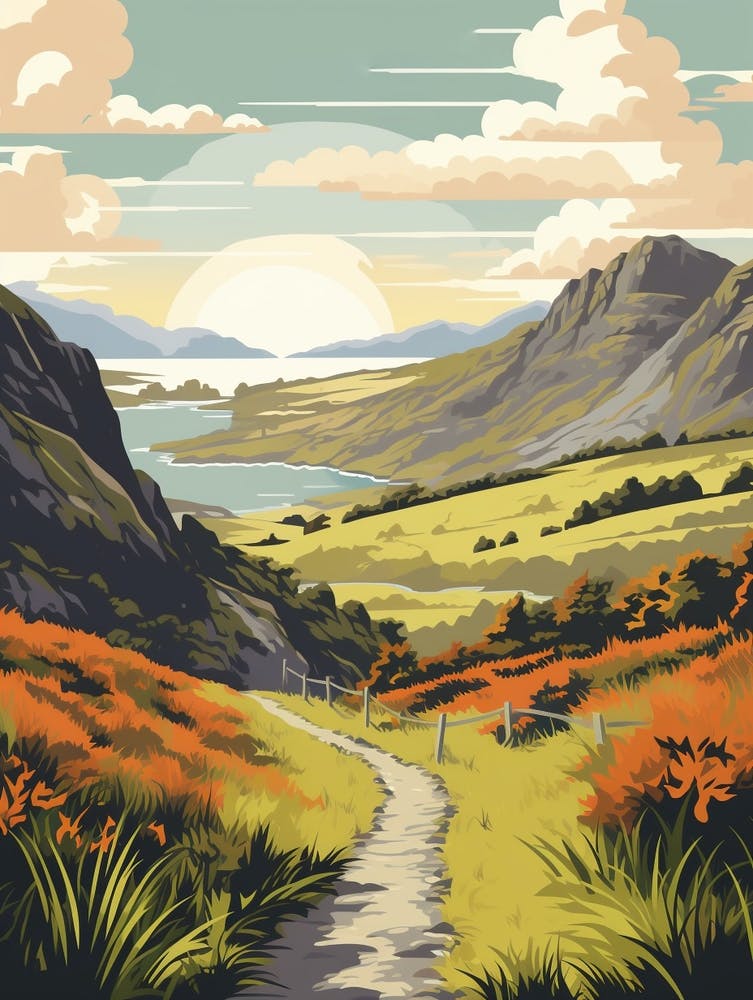 West Highland Way Ireland 1 Vintage Travel Illustration