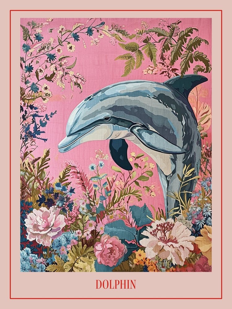 Blumen Tier Gemälde Delfin 1 Poster