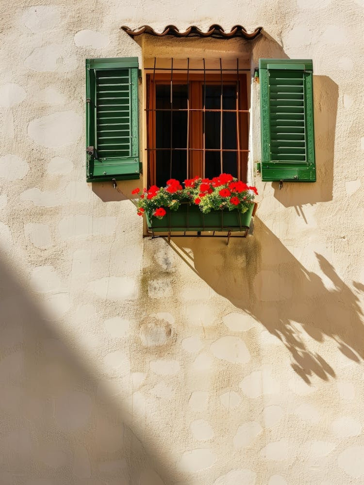 Window With Green Shutters 1