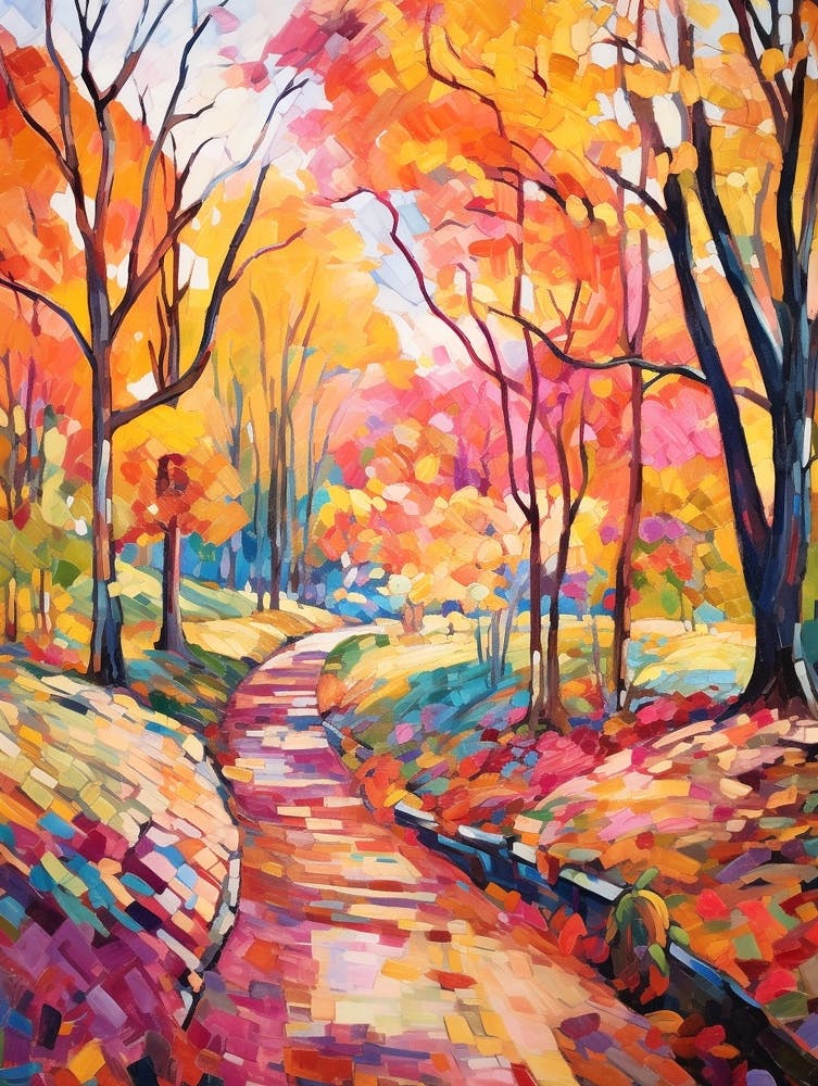Autumn Gardens Painting Dumbarton Oaks Usa 4