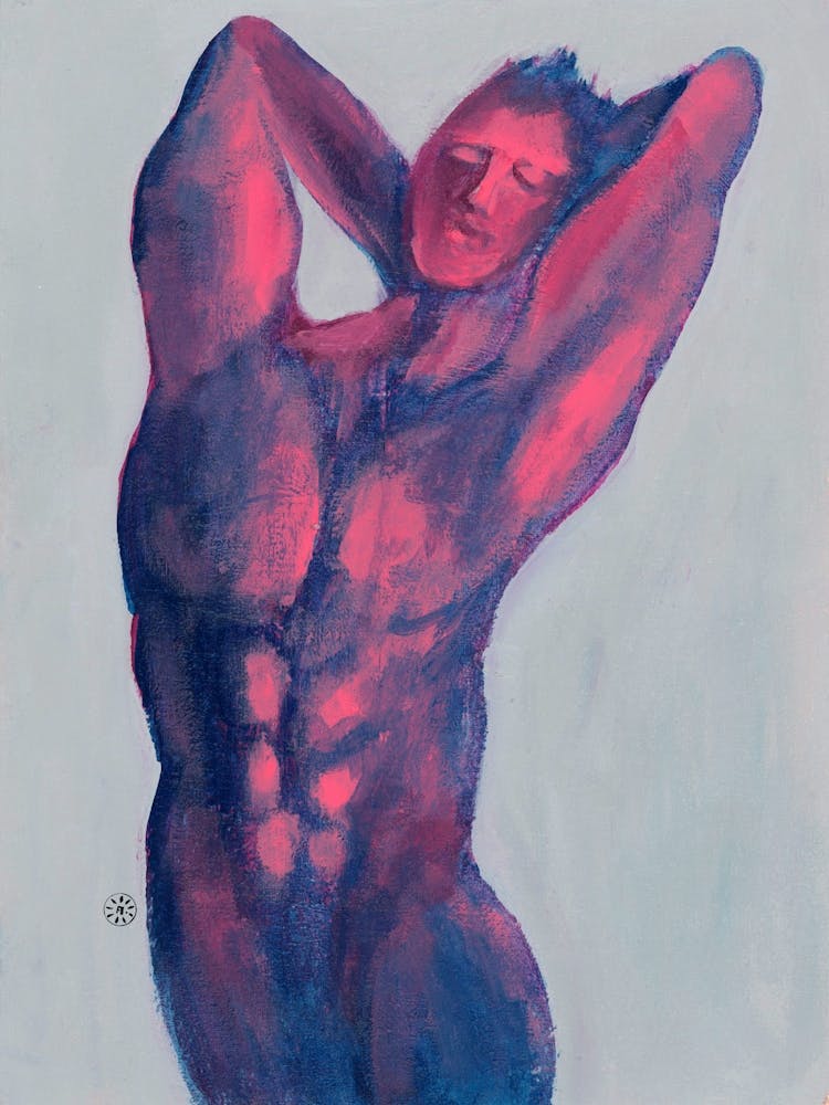 Male Nude With Hands Behind A Head