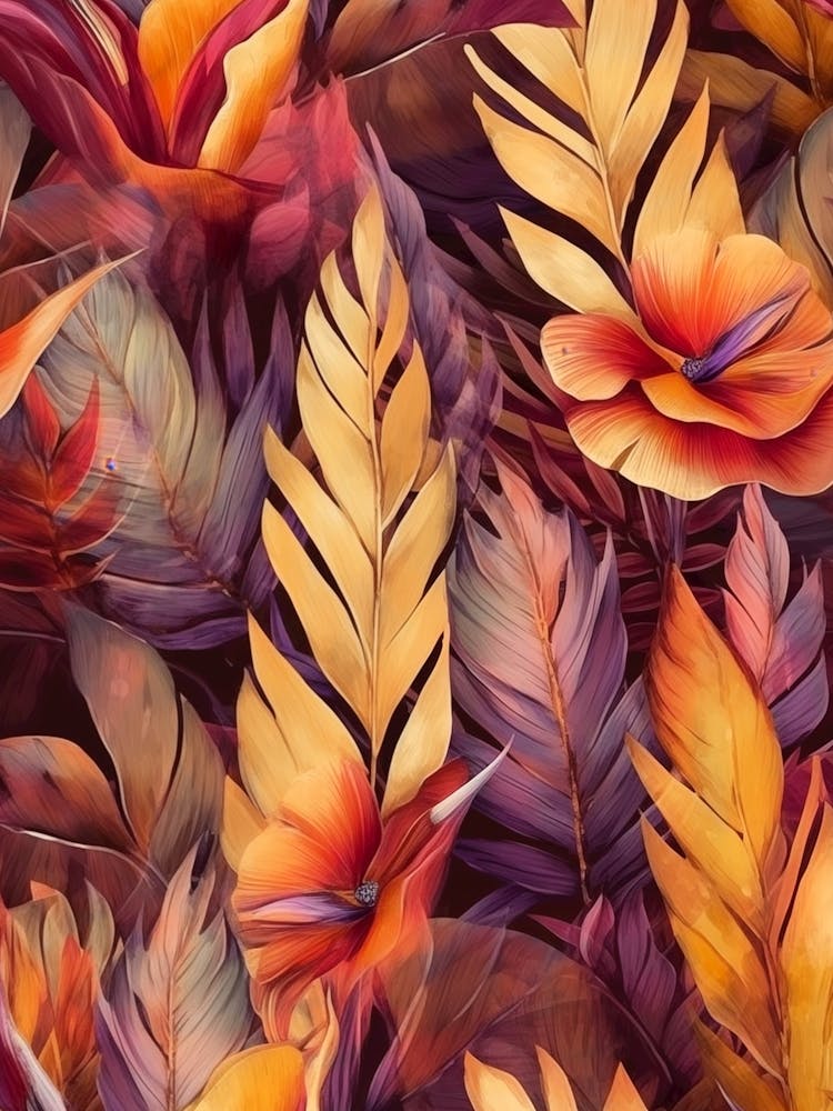 Motif de Feuilles Tropicales Sans Raccord 3