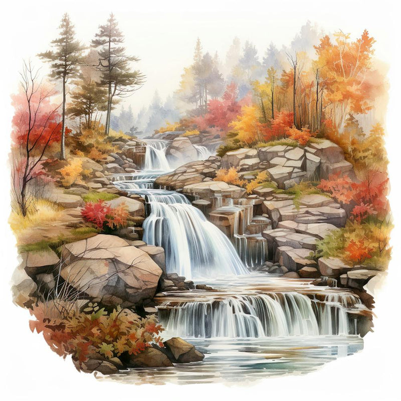 Waterfall In Autumn