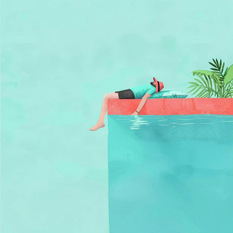 Illustration Of A Man Laying In The Water