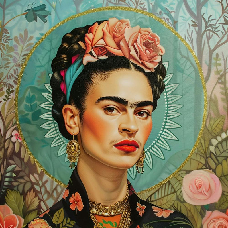 Frida Kahlo Pastell Illustration Malerei, Mexikanische Botanische Blumen Kunst