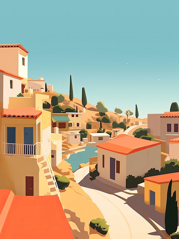 Algarve, Portugal, Flat Illustration 3