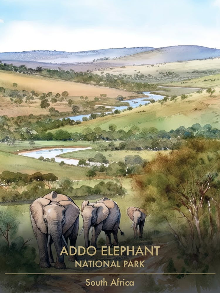 Addo Elephant National Park South Africa Watercolour 3