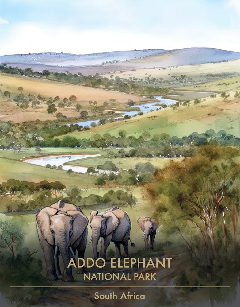 Addo Elephant National Park South Africa Watercolour 3
