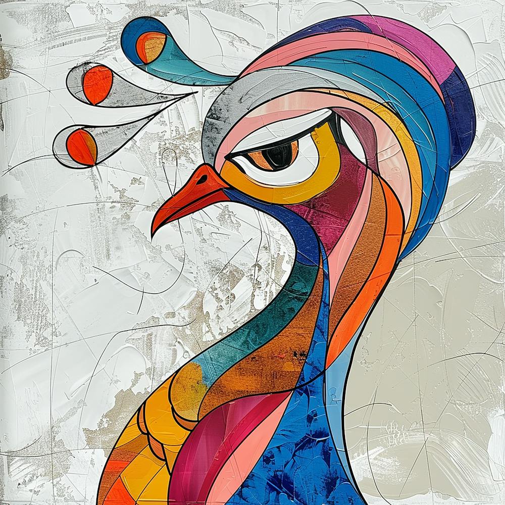 Peacock - colorful cubism, cubism, cubist art,    abstract art, abstract painting  city wall art, colorful wall art, home decor, minimal art, modern wall art, wall art, wall decoration, wall print colourful wall art, decor wall art, digital art, digital a