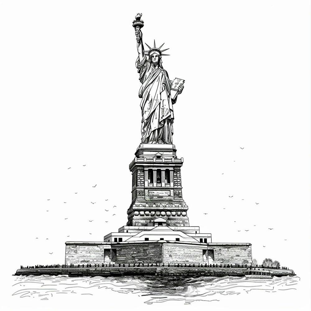 A Statue Of Liberty In New York Hand Drawn Sketc 1719922810 4