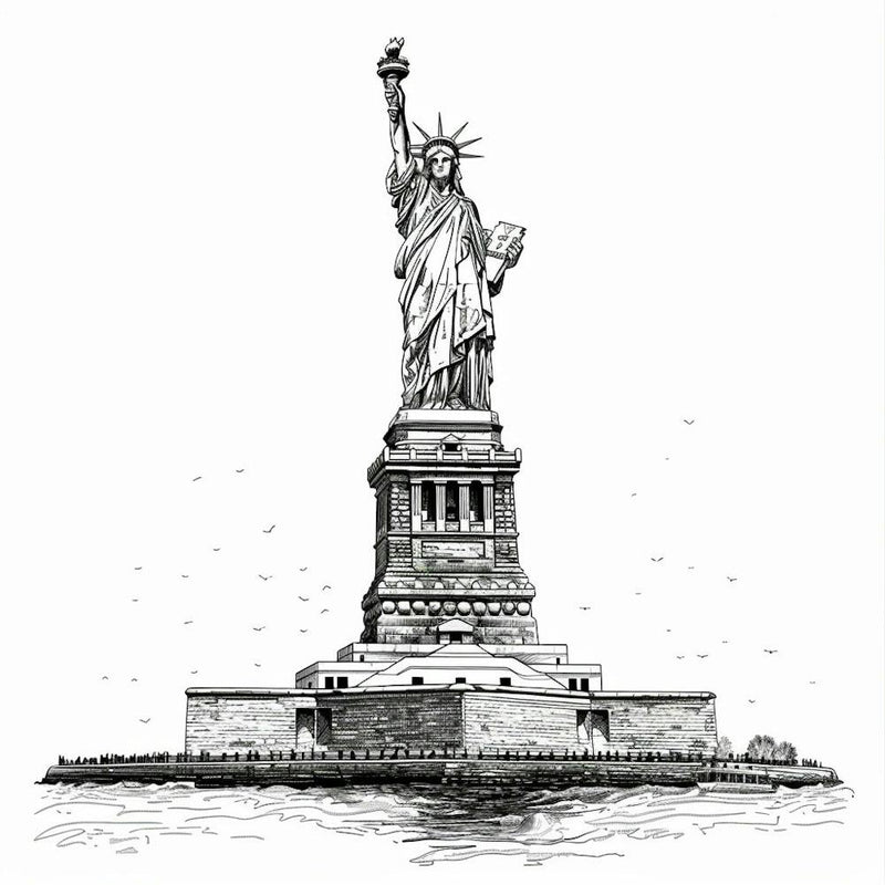 A Statue Of Liberty In New York Hand Drawn Sketc 1719922810 4