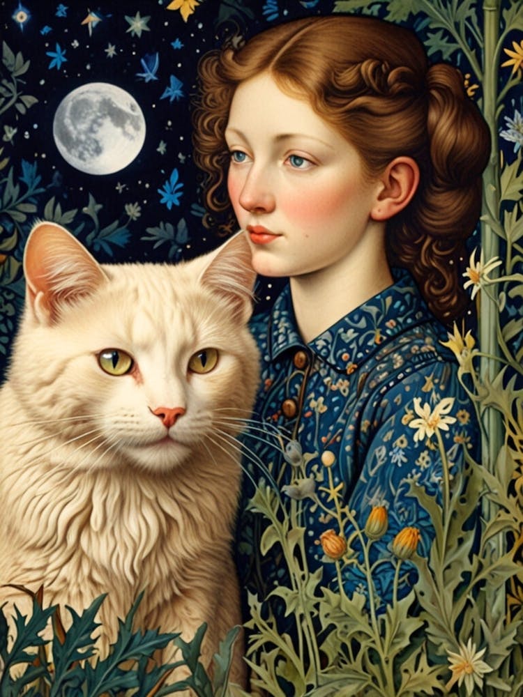 William Morris Girl With A Cat 1