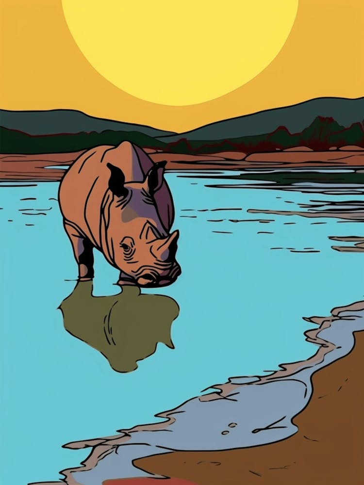 A Rhino In The River Block Colours 3