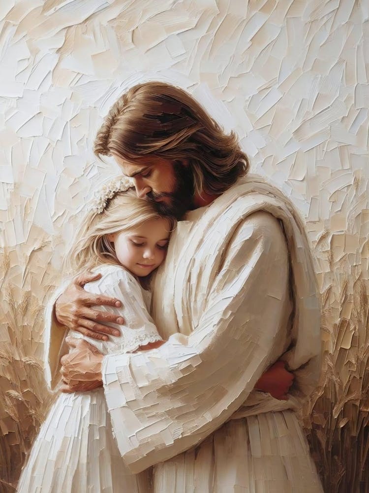 Beyond Love, Christian Art, Jesus Hugging Girl, Jesus Painting, Lds Art, Bible Prints, Jesus With Children, Jesus And Girl, Jesus Christ Art