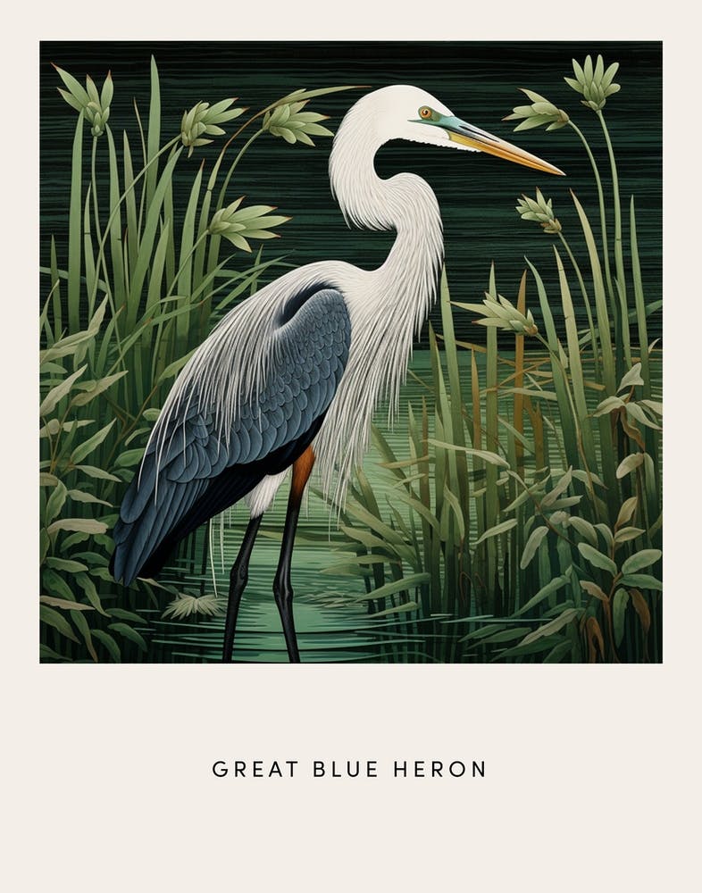 Ohara Koson Inspiriert Vogelgemälde Kanadareiher 1 Poster