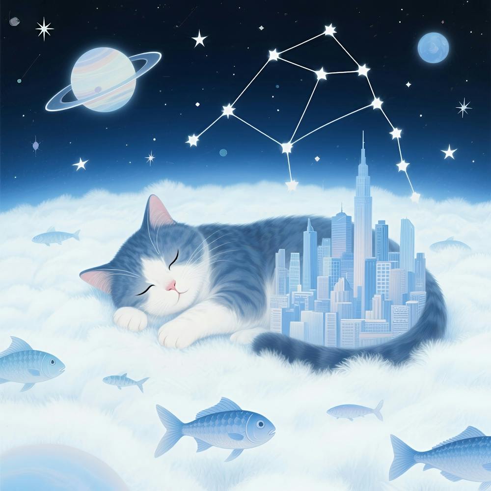 Cat Sleeping In The Clouds 1