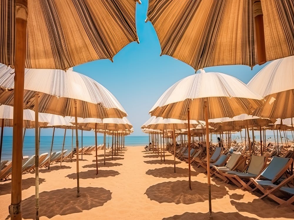 Yellow Umbrellas On The Beach Summer Photography