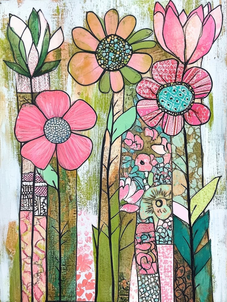 Mixed Media Flower Garden