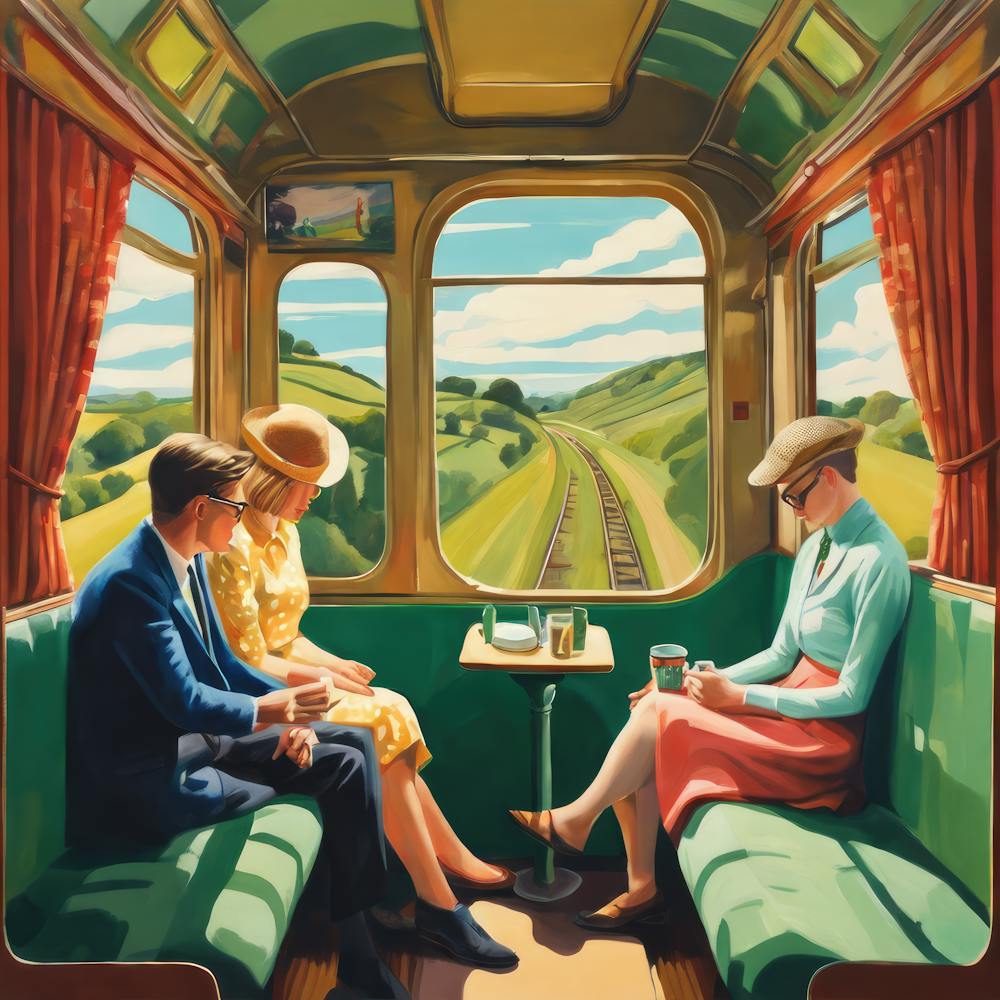 Vintage Train Journey Series: David Hockney Style 4