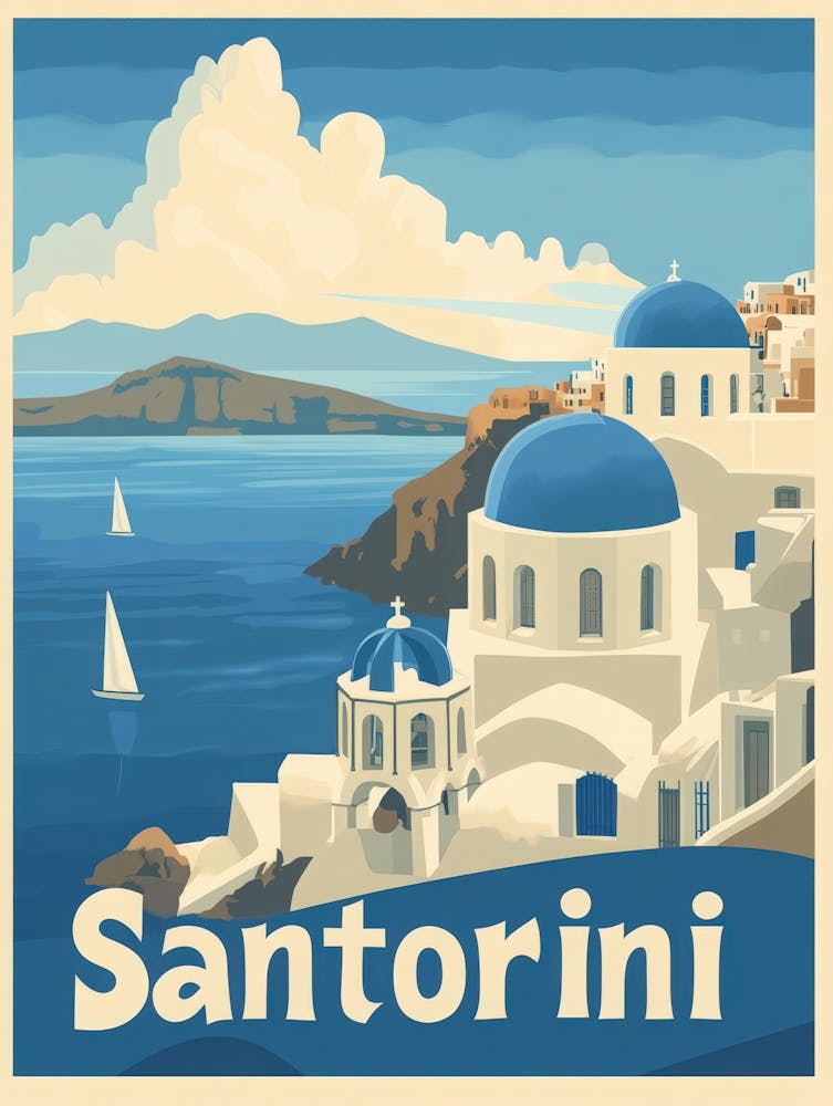 Aihrgdesign A Vintage Travel Poster Of Santorini Featuring Th C4f4ebf0 3709 43dd 9334 D76f632a572b 3