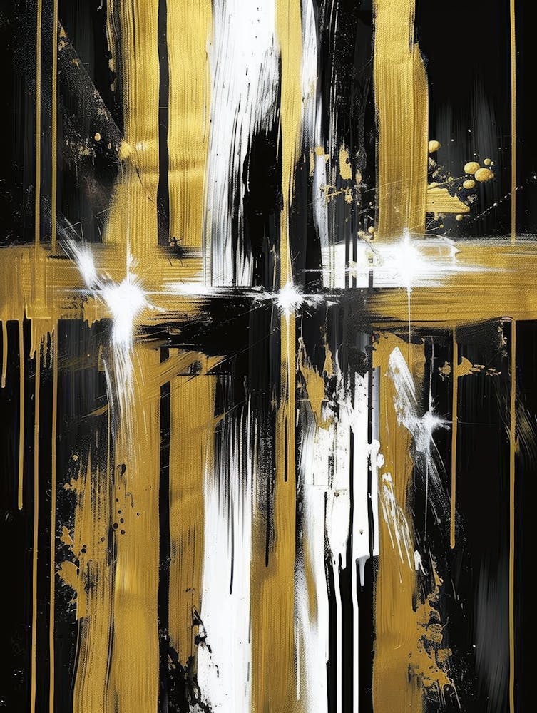 Gold And Black Abstract Painting 41