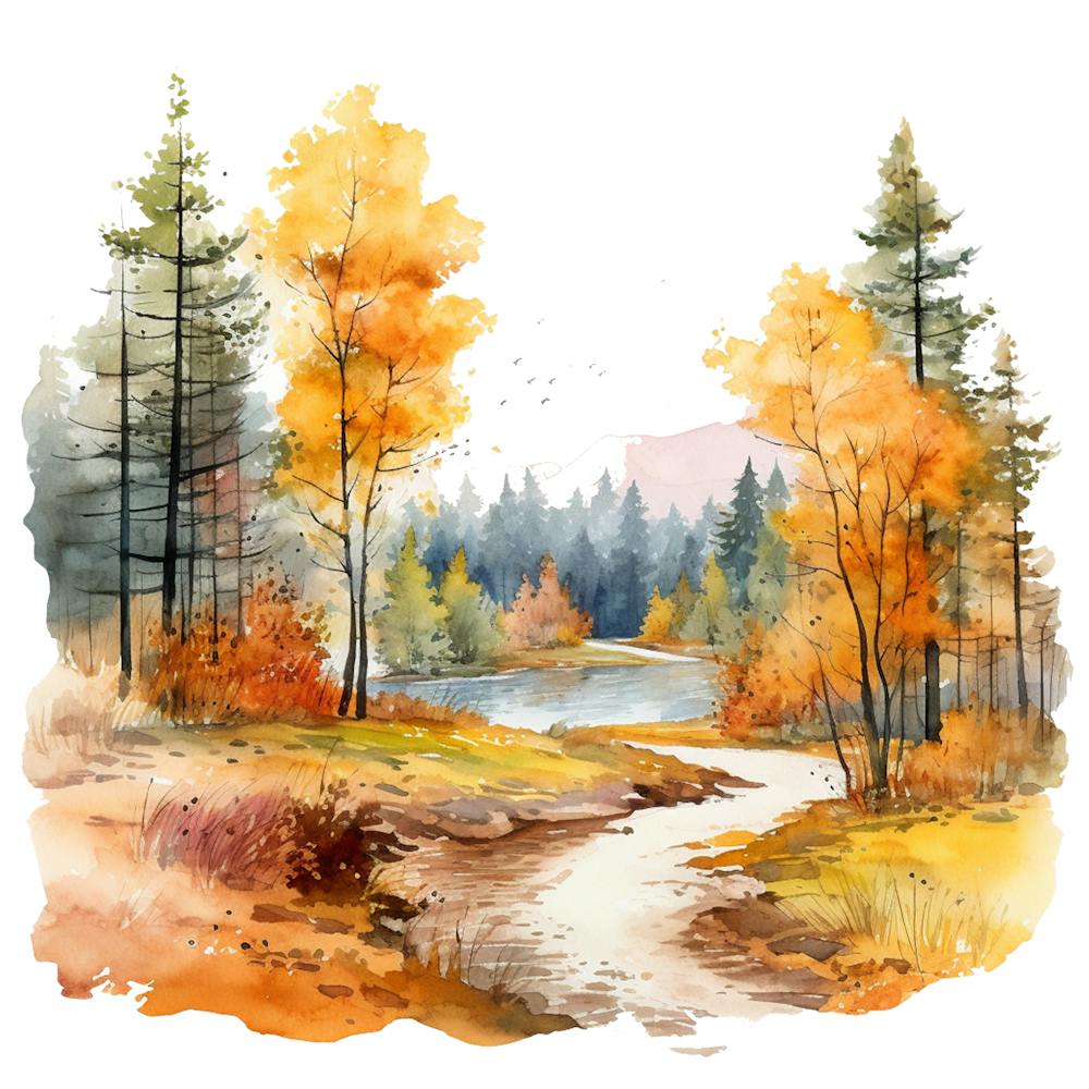 Watercolor Autumn Forest 10