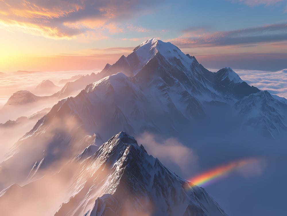 Arc-en-ciel sur les montagnes