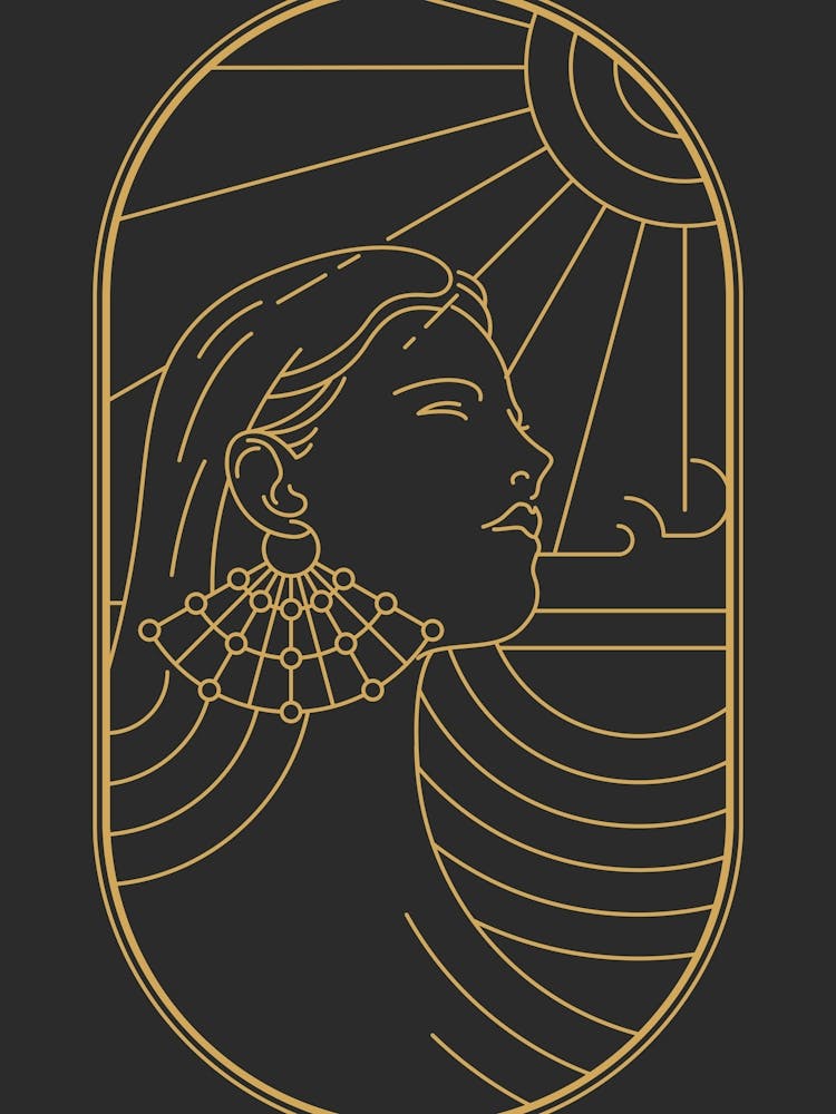 Art Deco Woman 3 Minimalist Black & Gold