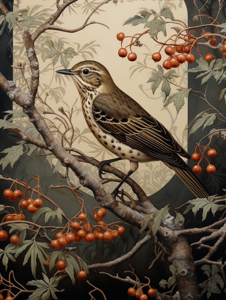 Dunkles und Stimmungsvolles Botanisches Einsiedlerdrossel 4