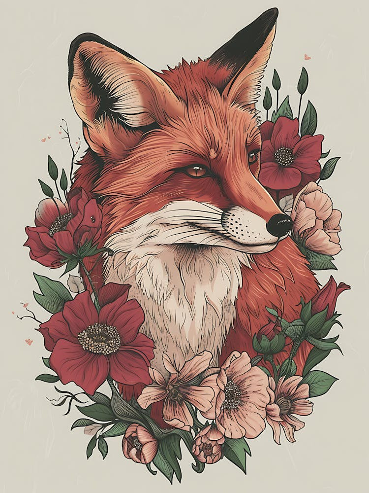Amazing Red Fox With Flowers 27