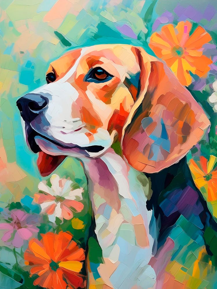 Beagle With Beautiful Flowers
