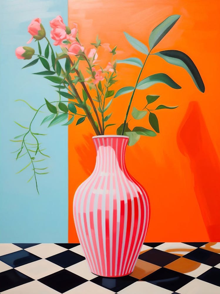 Flower Vase, Abstract Still Life Oil Painting, Retro Floral Print, Vintage Botanical Poster, Kitchen Decor, Modern Floral Print