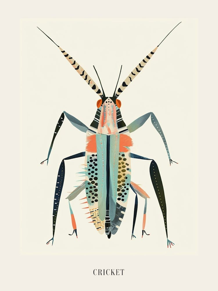 Farbenfrohe Insektenillustration Grille 3 Poster