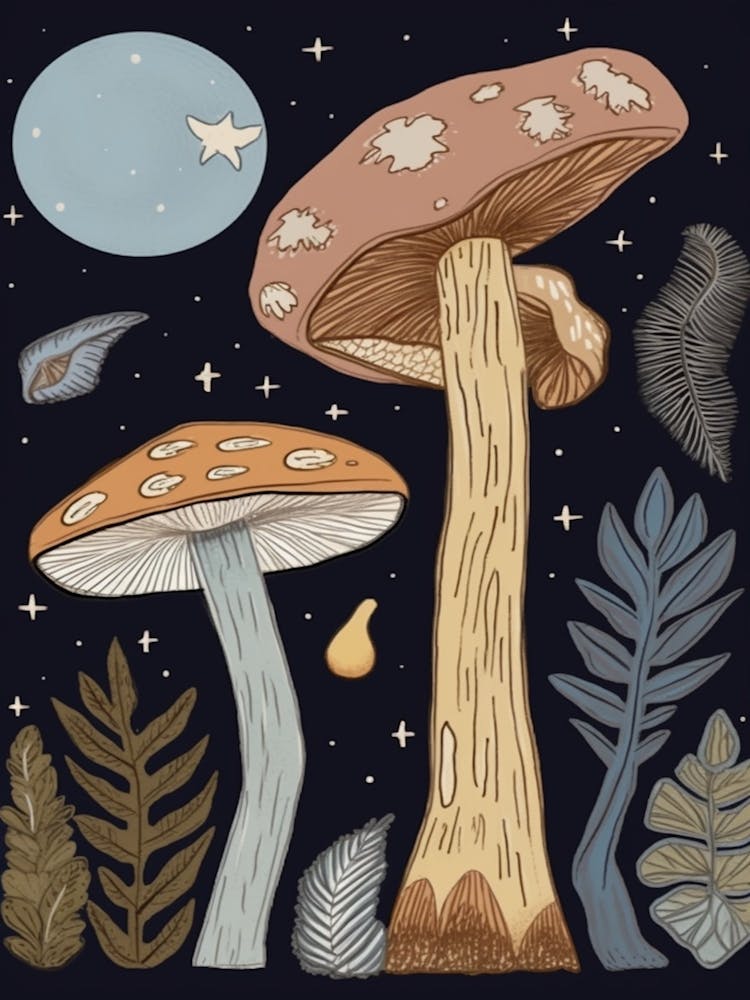 Magic Spring Mushrooms Illustration 6