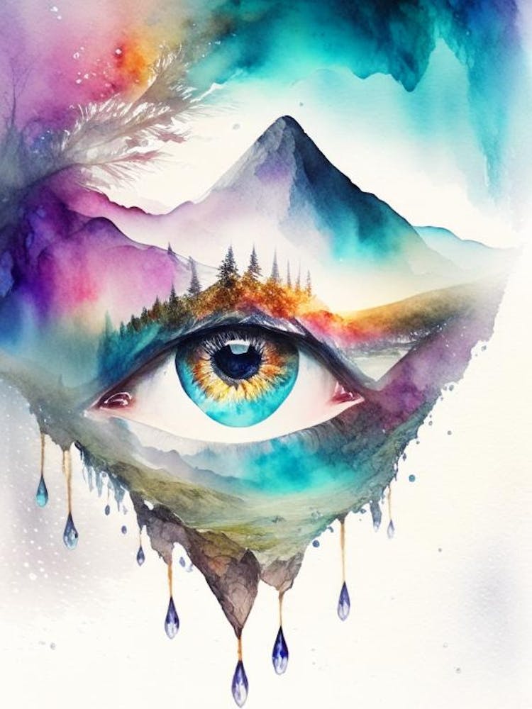 Surreal Landscape, Symbol, Third Eye Watercolour 4