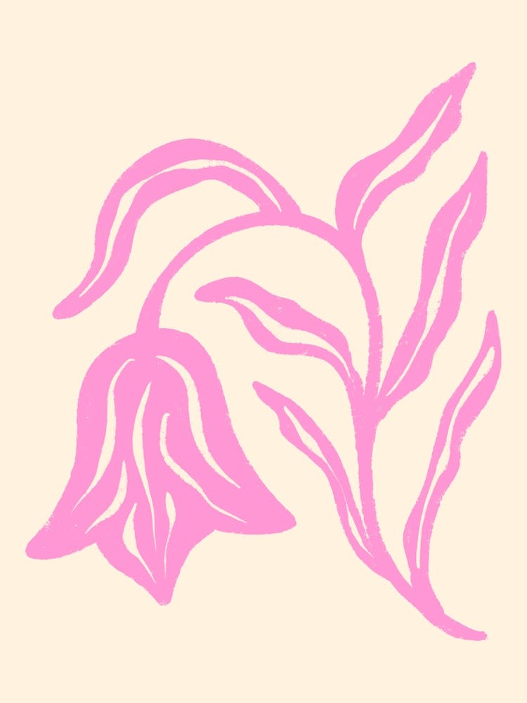 Textured Pink Tulip Botanical Art