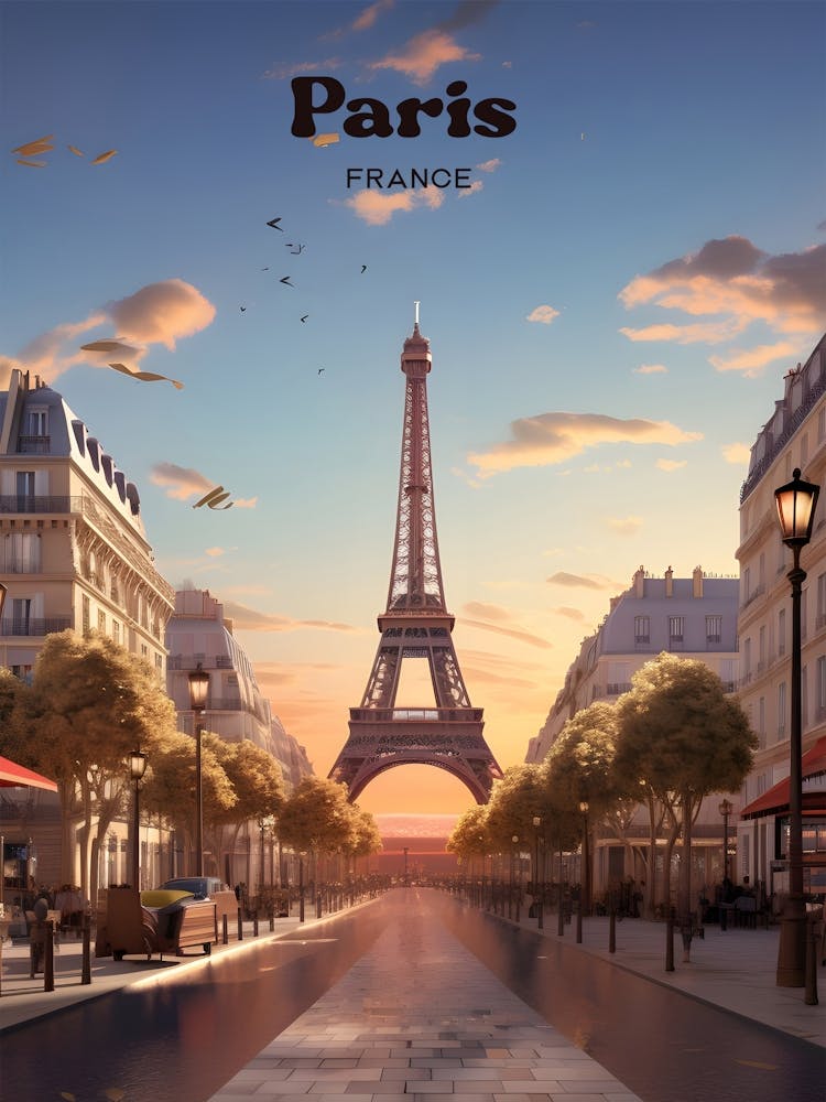 Paris France Romantic Travel Art