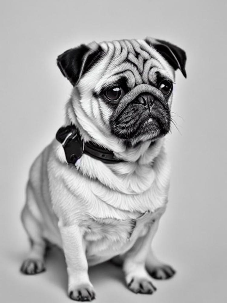 Pug B&W Pencil Dog