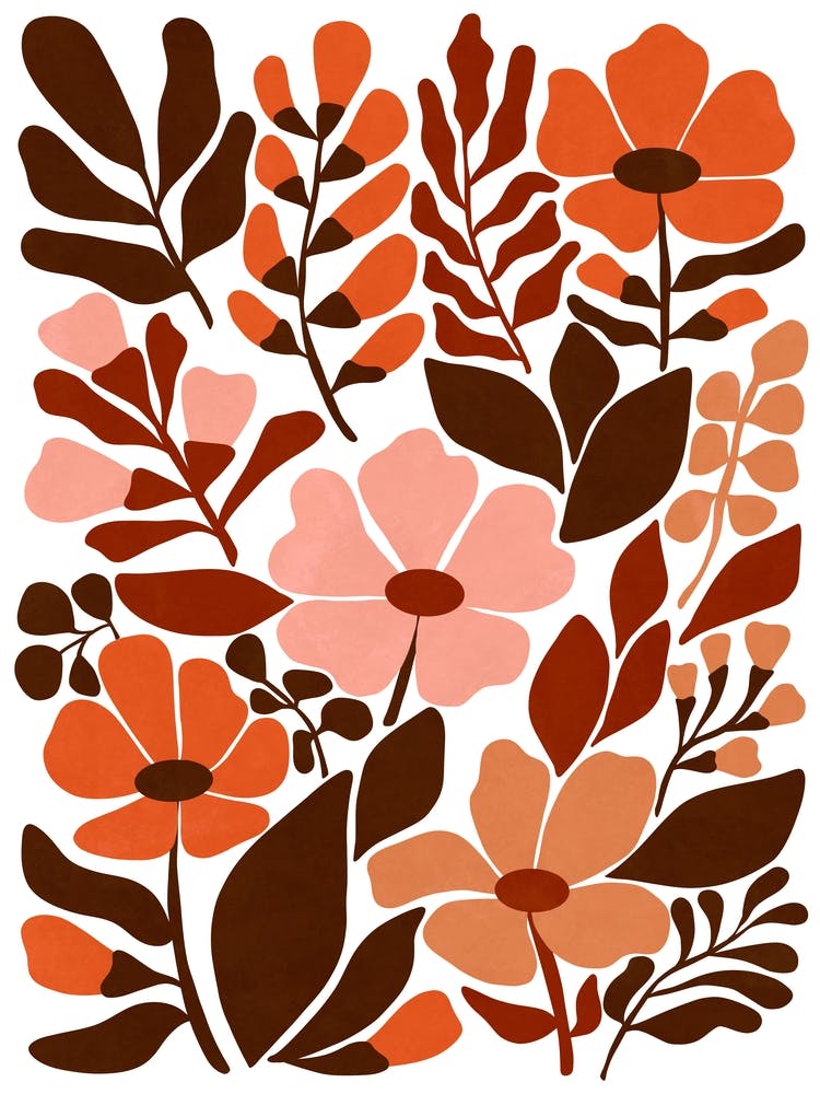 Bohemianische Blüten Mid Century Modern Florale Erdtöne