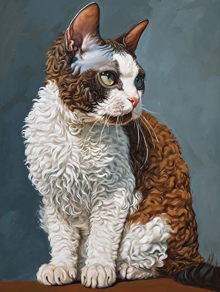 Selkirk Rex Cat Relief Illustration 1