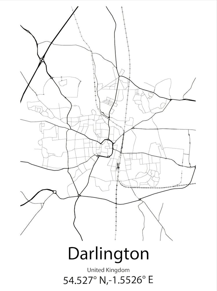 Darlington,United Kingdom Minimalist Map