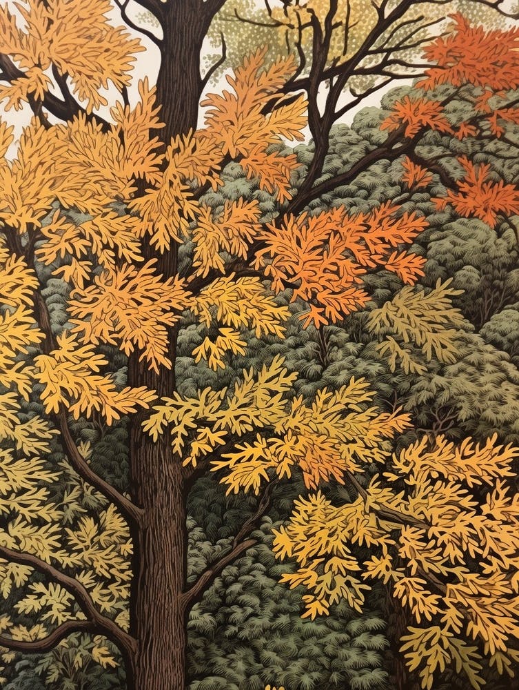 Black Ash 2 Impression d'Arbre Vintage d'Automne